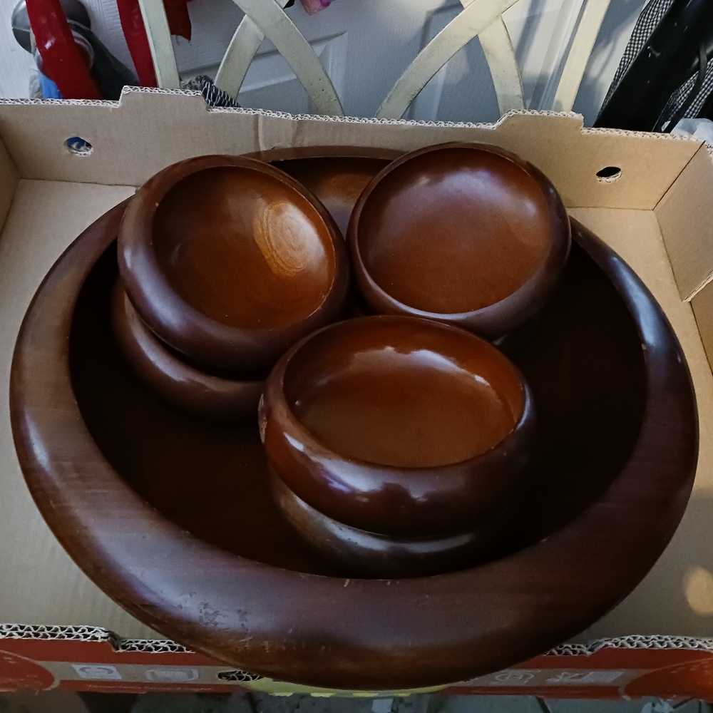 🍜🍲 7 RUSTIC WOOD SALAD BOWLS 🍜🍲A FANTASTIC "VINTAGE" GIFT.🎁 - Picture 7 of 8